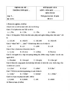 Đề thi cuối kì 2 Toán lớp 5 năm 2023 (Đề 4)