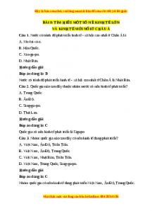 Trắc nghiệm Bài 8: Thực hành: Tìm hiểu một nền kinh tế lớn và nền kinh tế mới nổi của Châu Á