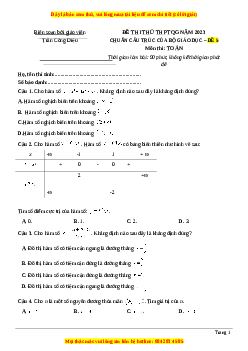 Đề thi thử THPT Quốc Gia môn Toán có đáp án (đề 5 ) - thầy Trần Công Diệu
