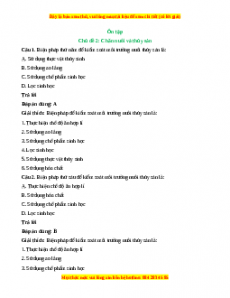 Trắc nghiệm Ôn tập Chủ đề 2: Chăn nuôi và và thuỷ sản