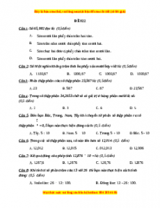 Bộ đề thi Toán 5 học kì 2 năm 2022 - 2023 - Đề 22