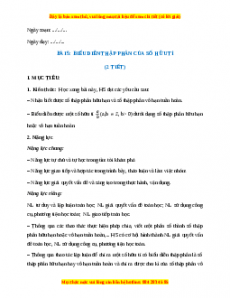 Giáo án Biểu diễn thập phân của số hữu tỉ Toán 7 Cánh diều