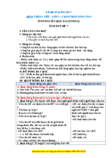 Giáo án Ôn tập giữa học kì I (Tiết 7) Tiếng việt 3 Chân trời sáng tạo
