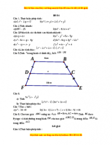 Đề thi giữa kì 1 Toán 8 năm 2023 - Đề 84