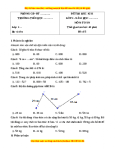 Đề thi cuối kì 2 Toán lớp 2 Chân trời sáng tạo (Đề 5)