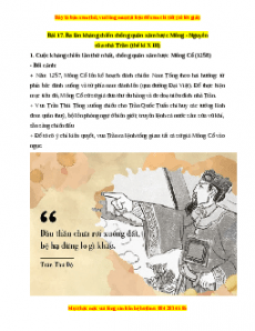 Lý thuyết Lịch sử 7 Cánh diều Bài 17: Ba lần kháng chiến chống quân xâm lược Mông-Nguyên của nhà Trần (thế kỉ XIII)