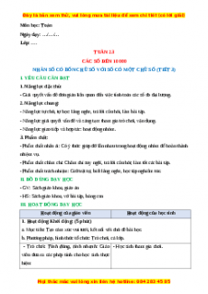 Giáo án Nhân số có 4 chữ số với số có một chữ số Toán 3 Chân trời sáng tạo