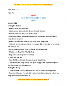Giáo án TNXH 1 Kết nối tri thức Tuần 5