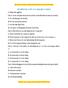 Đề thi giữa kì 2 Sinh học 10 Cánh diều (Đề 3)