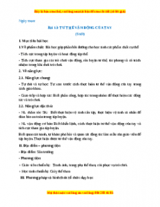 Giáo án GDTC 1 Cánh diều Tư thế vận động của tay