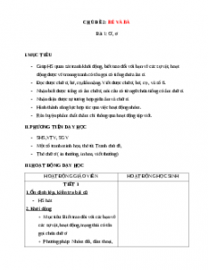 Giáo án Bé và bà Tiếng việt lớp 1 Chân trời sáng tạo