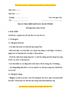 Giáo án Sinh học 10 Bài 10 (Kết nối tri thức): Trao đổi chất qua màng tế bào