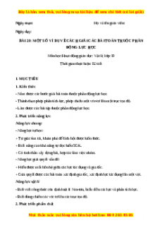 Giáo án Bài 20 Vật lí 10 Kết nối tri thức (2024): Một số ví dụ về cách giải các bài toán thuộc phần động lực học