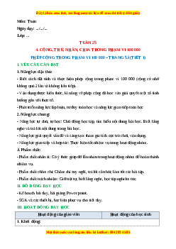 Giáo án Toán 3 Cánh diều Tuần 25: Phép cộng trong phạm vi 100 000