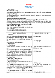 Giáo án Tuần 15 Tiếng việt 2 Kết nối tri thức