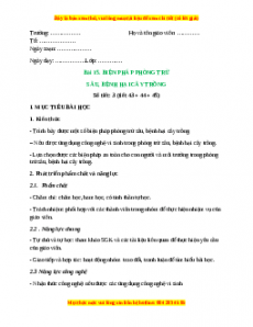 Giáo án Bài 15: Biện pháp phòng trừ sâu bệnh hại cây trồng Công nghệ 10 Cánh diều