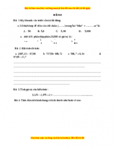 Bộ đề thi Toán 5 học kì 2 năm 2022 - 2023 - Đề 18