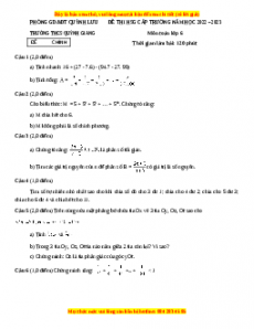 Đề thi chọn HSG cấp Trường môn Toán 6 năm 2022 - 2023 - THCS Quynh Giang có đáp án