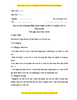 Giáo án Bài 19: Quá trình tổng hợp và phân giải ở vi sinh vật và ứng dụng Sinh học 10 Cánh diều