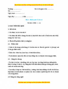 Giáo án Công nghệ 6 Bài 1 (Kết nối tri thức): Khái quát về nhà ở