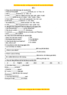 Học kỳ 1: Phần 2 Một số đề kiểm tra học kỳ 1 - Mục B- Đề kiểm tra 1 tiết số 4 -Giáo viên Mai Lan Hương đầy đủ đáp án