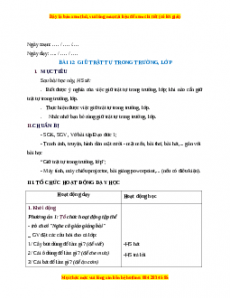 Giáo án Bài 12 Đạo đức 1 Kết nối tri thức: Giữ trật tự trong trường, lớp