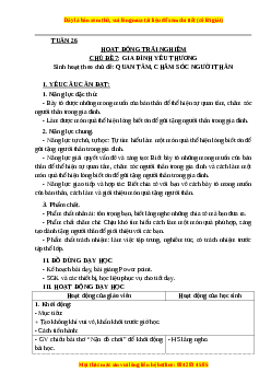 Giáo án HĐTN lớp 3 Tuần 26 Cánh diều: Quan tâm, chăm sóc người thân