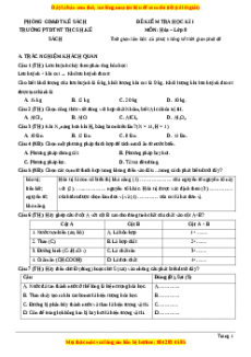 Đề thi học kì 1 Hóa lớp 8 năm 2023 Phòng GD và ĐT Kế Sách Trường PTDTNT THCS Huyên Kế Sách
