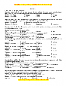 Đề thi trắc nghiệm Tiếng anh 10 năm 2022 - 2023 (Đề 21)