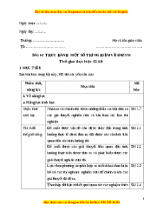 Giáo án Sinh học 10 Bài 14 (Chân trời sáng tạo): Thực hành một số thí nghiệm về enzyme