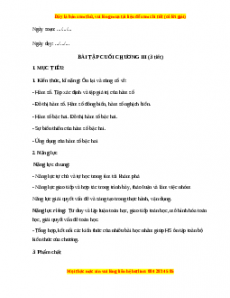 Giáo án Bài Tập Cuối Chương 3 Toán 10 Chân trời sáng tạo