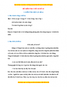 Đề thi cuối kì 1 Tiếng Việt lớp 2 Kết nối tri thức (Đề 10)