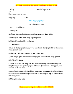 Giáo án Công nghệ 6 Bài 2 (Kết nối tri thức): Xây dựng nhà ở