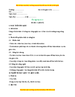 Giáo án Công nghệ 10 (Kết nối tri thức) Bài Ôn tập học kì 2