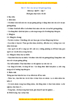 Giáo án Bài 18 Vật lí 7 Chân trời sáng tạo (2024): Ảnh của vật tạo bởi gương phẳng