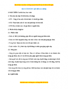 Giáo án TNXH 1 Chân trời sáng tạo Ôn tập chủ đề Gia đình