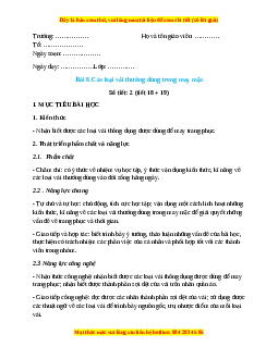 Giáo án Công nghệ 6 Bài 8 (Cánh diều): Các loại vải thường dùng trong may mặc