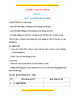 Giáo án HĐTN lớp 1 Tuần 13