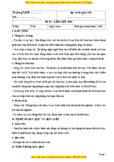 Giáo án Bài 9: Liên kết ion Hóa học 10 Chân trời sáng tạo