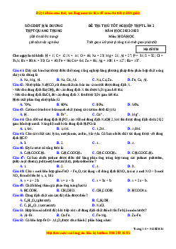 Đề thi thử Hóa học trường Quang Trung lần 2 năm 2023