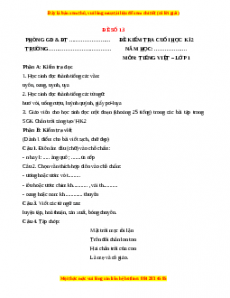 Đề thi Tiếng Việt lớp 1 Học kì 2 Chân trời sáng tạo (Đề 13)