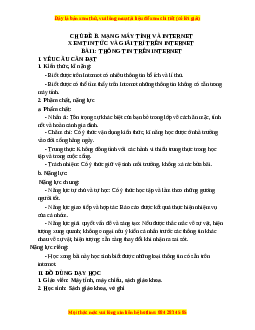 Giáo án Tin học 3 Cánh diều Bài 1: Thông tin trên internet