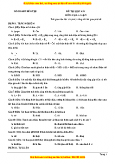 Đề thi học kì 1 Vật lí 9 năm 2023 Sở GD_ĐT Bến Tre