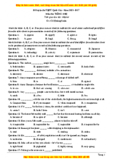 Đề thi thử THPT Quốc Gia môn Tiếng Anh có đáp án ( đề 7 ) - cô Hoàng Xuân