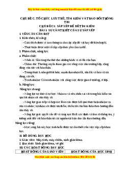 Giáo án Tin học 3 Cánh diều Bài 1: Sự cần thiết của sự sắp xếp