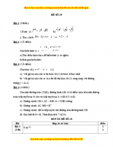 Đề thi Toán 9 học kì 1 năm 2022 - 2023 - Đề 29