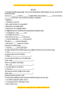 Học kỳ 2: Phần 2 Một số đề kiểm tra học kỳ 2 - Mục A- Đề số 2-Giáo viên Mai Lan Hương đầy đủ đáp án