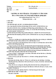 Giáo án Toán 12 học kì II Giải tích Bài 3: Ứng dụng tích phân