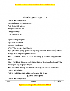 Đề thi giữa kì 2 Ngữ văn 6 Cánh diều (Đề 2)