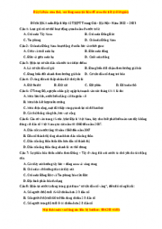Đề thi học kì 1 Địa lý 12 năm 2023 trường THPT Trung Giã - Hà Nội